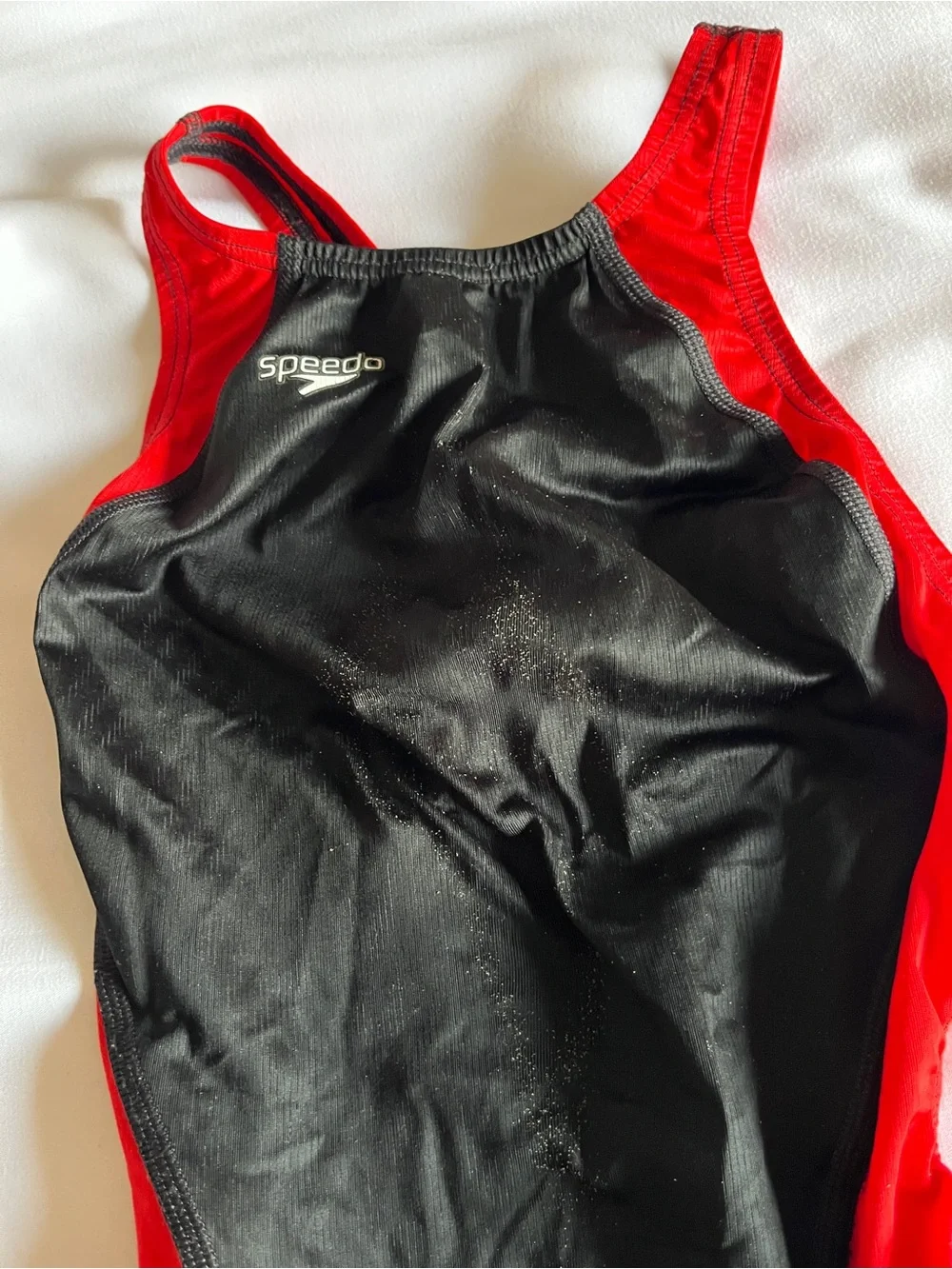 Speedo Fastskin FSII Competitive Swimsuit Red Black Size 30 One Piece Flyback